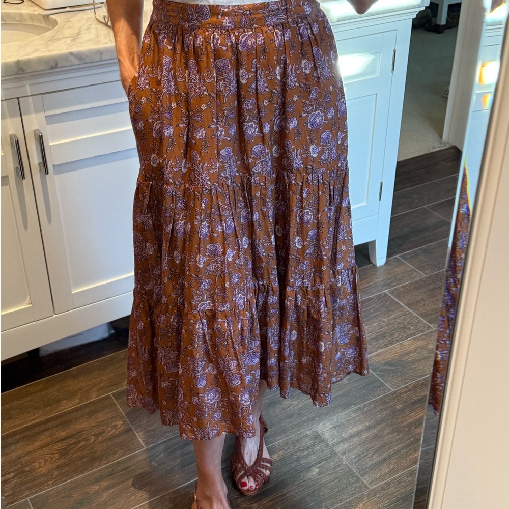 XiRENA Floral Maxi Skirt in Brown and Purple